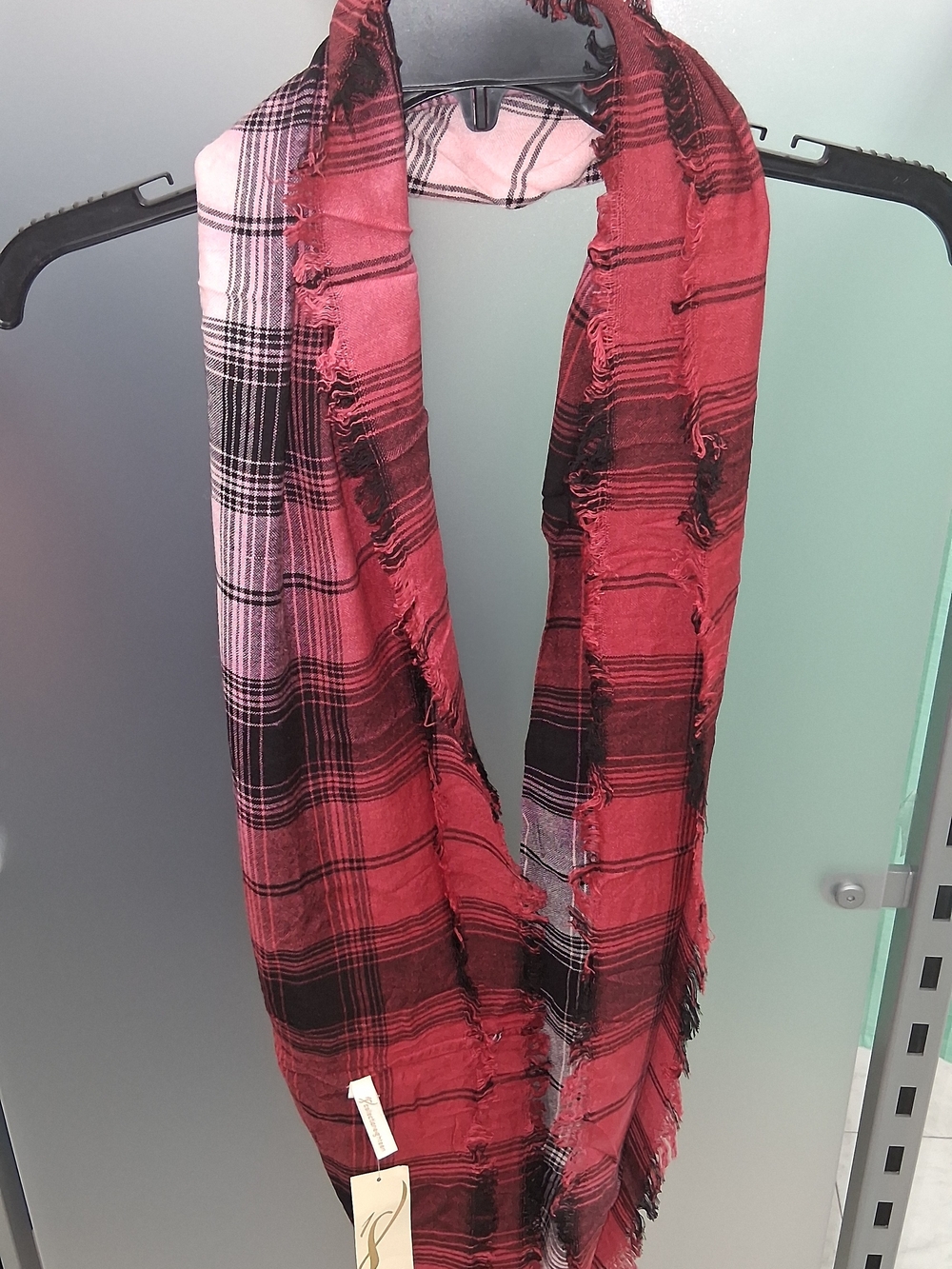 Collection 18 Fire Island Red Plaid Scarf NWT